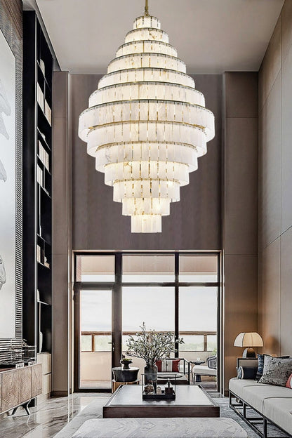 Tiered Rectangular Alabaster Chandelier - view 4 | everlamps