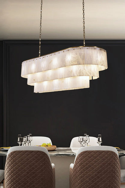 Tiered Rectangular Alabaster Chandelier - view 5 | everlamps