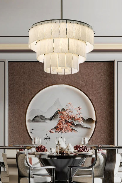 Tiered Rectangular Alabaster Chandelier - view 3 | everlamps