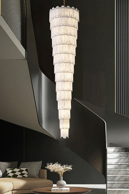 Tiered Rectangular Alabaster Chandelier - view 10 | everlamps