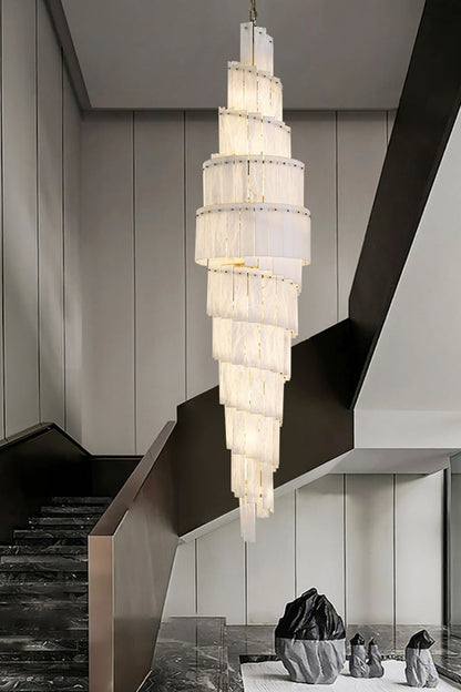 Tiered Rectangular Alabaster Chandelier - view 2 | everlamps