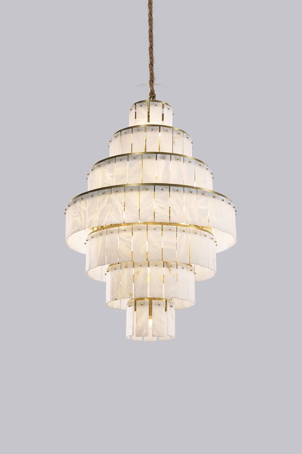 Tiered Rectangular Alabaster Chandelier - view 15 | everlamps