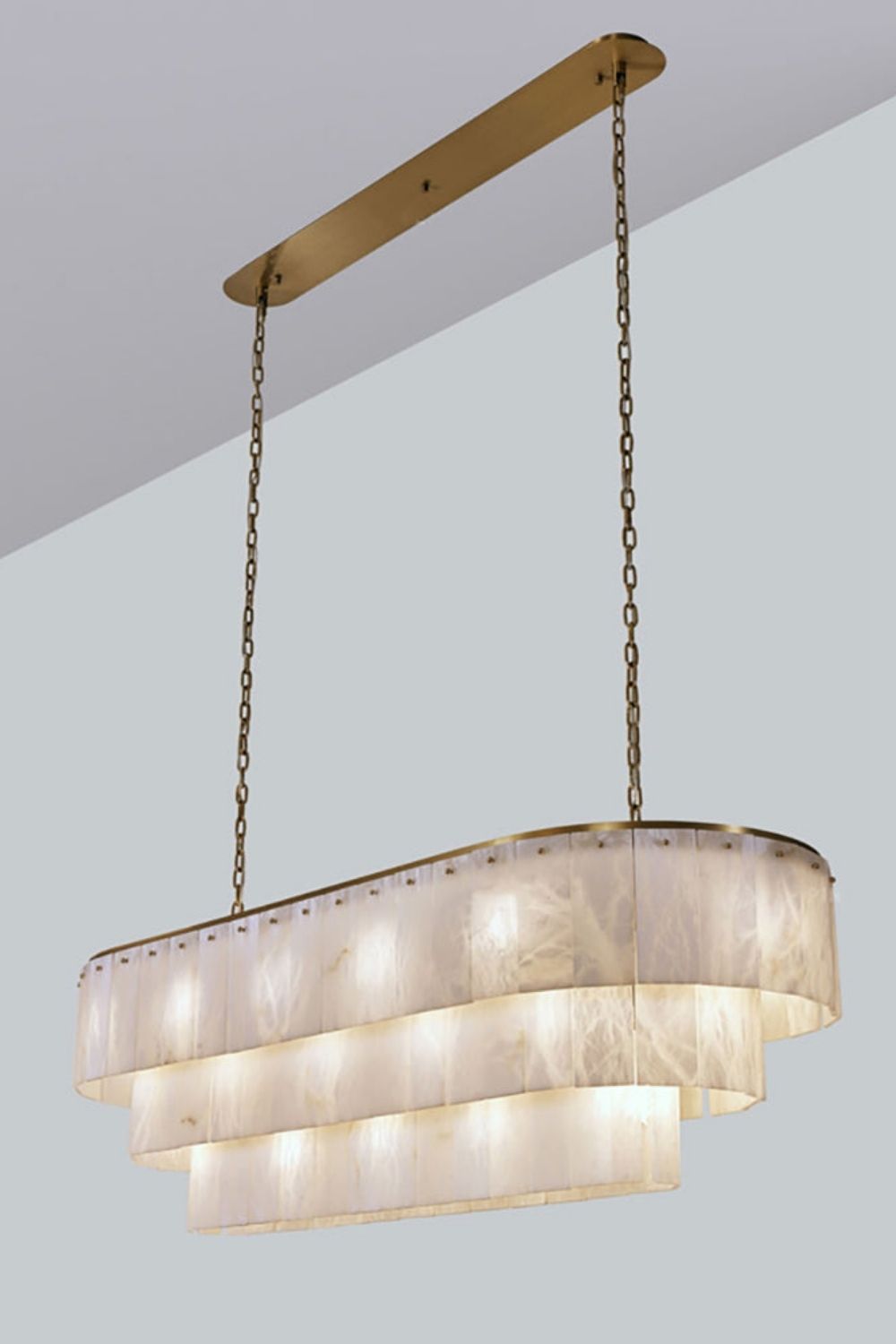 Tiered Rectangular Alabaster Chandelier - view 19 | everlamps