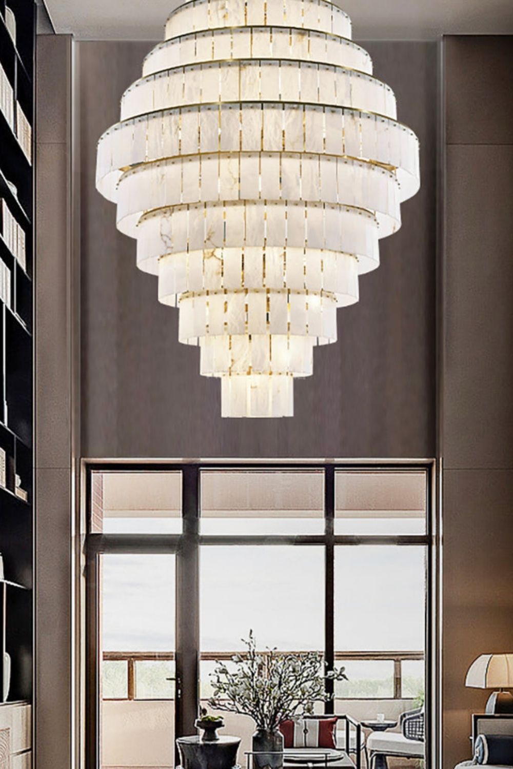 Tiered Rectangular Alabaster Chandelier - view 6 | everlamps