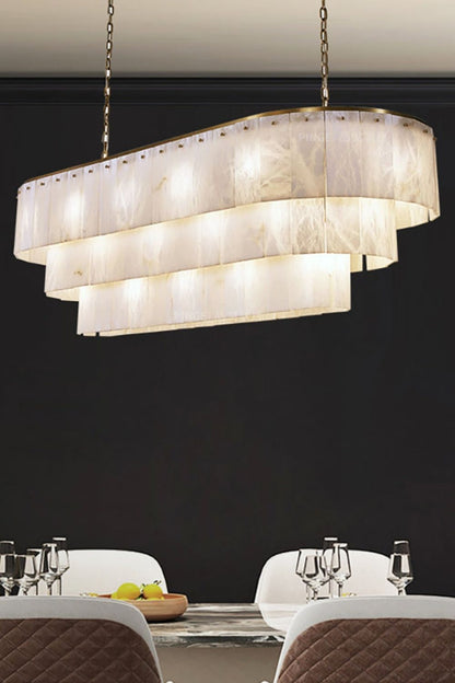 Tiered Rectangular Alabaster Chandelier - view 9 | everlamps