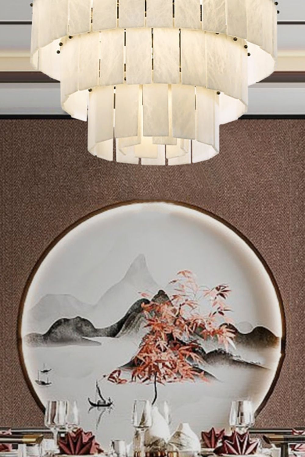 Tiered Rectangular Alabaster Chandelier - view 11 | everlamps