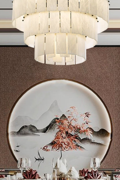Tiered Rectangular Alabaster Chandelier - view 11 | everlamps