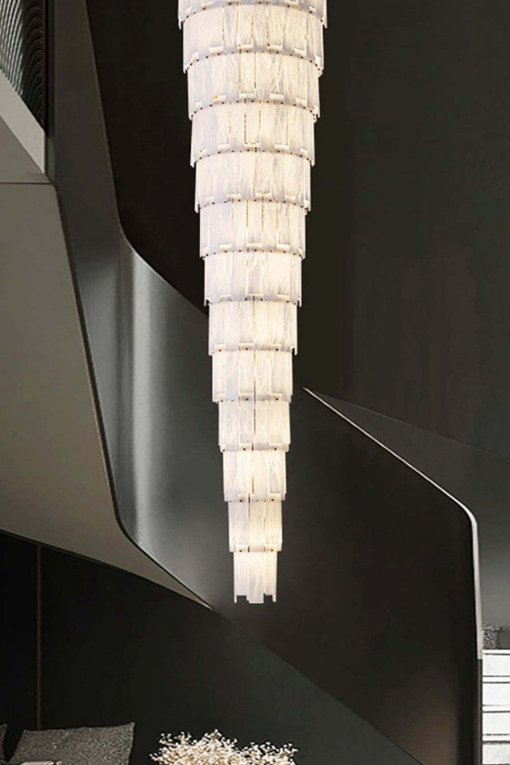 Tiered Rectangular Alabaster Chandelier - view 8 | everlamps