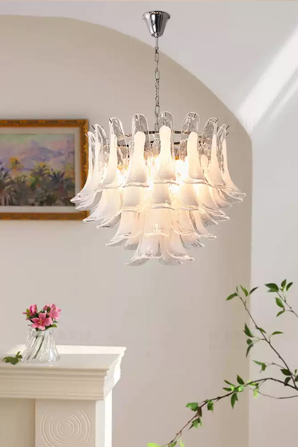Art Tiered White Petals Chandelier - view 7 | everlamps