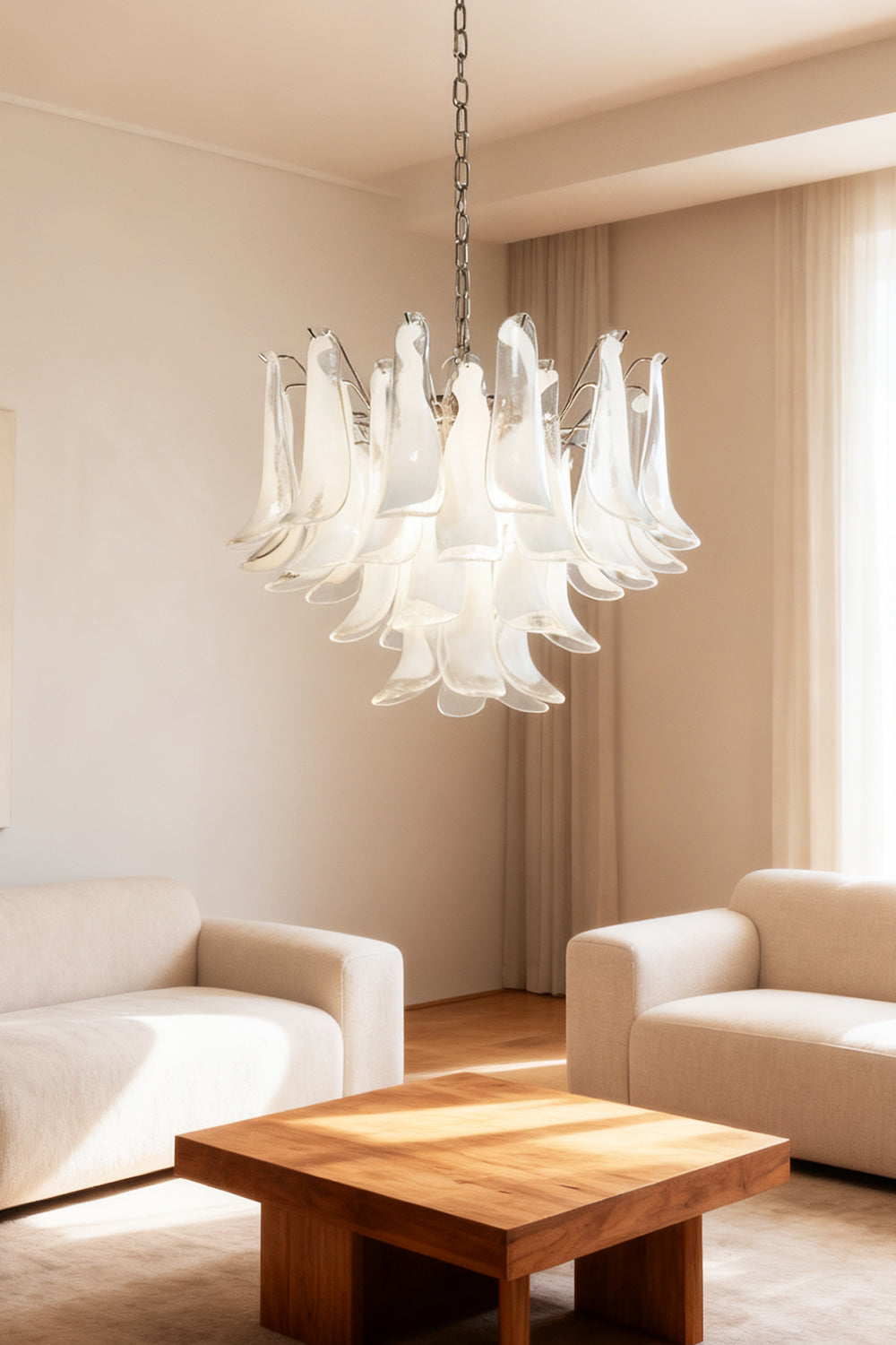 Art Tiered White Petals Chandelier - view 2 | everlamps