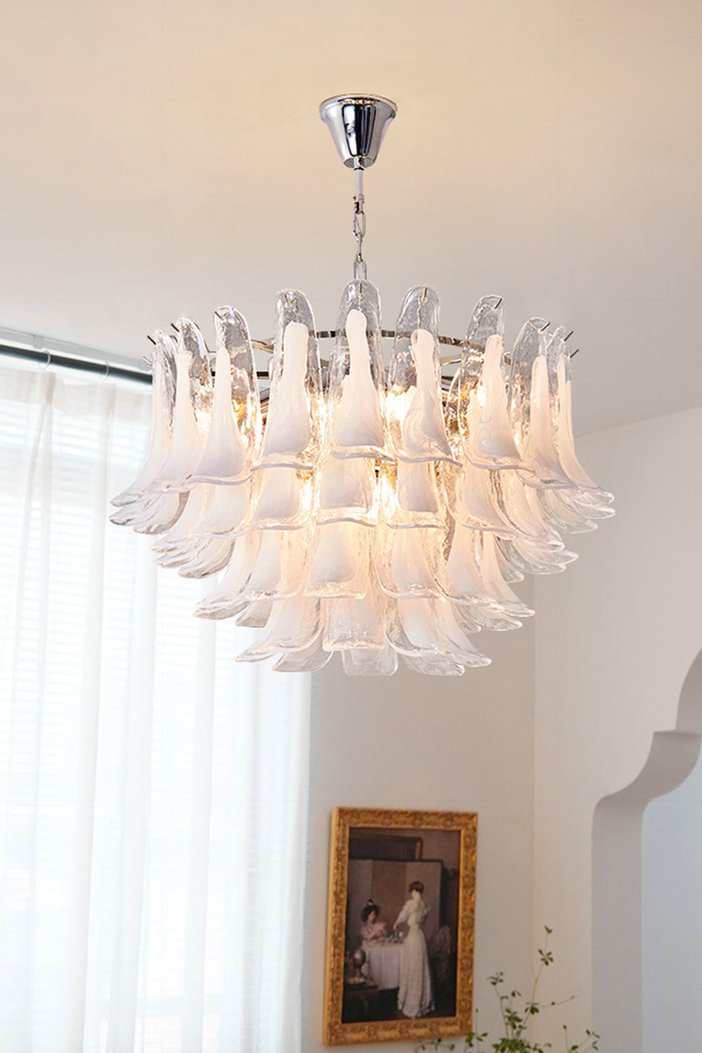 Art Tiered White Petals Chandelier - view 10 | everlamps