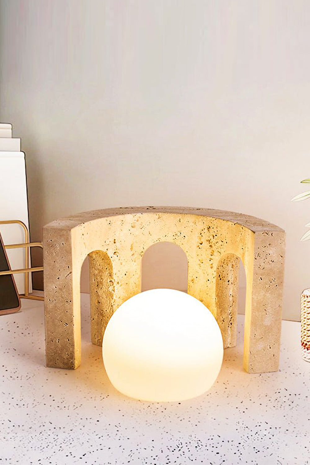 Travertine Arch Table Lamp - view 13 | everlamps