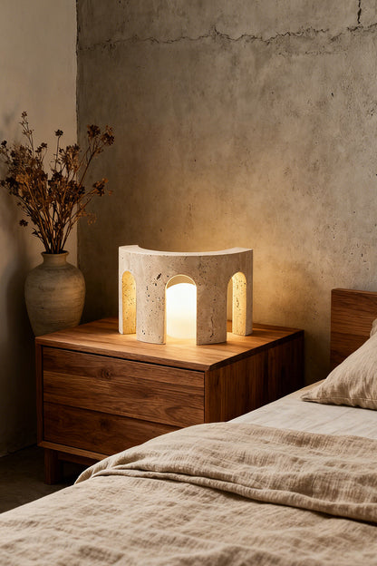 Travertine Arch Table Lamp - view 3 | everlamps