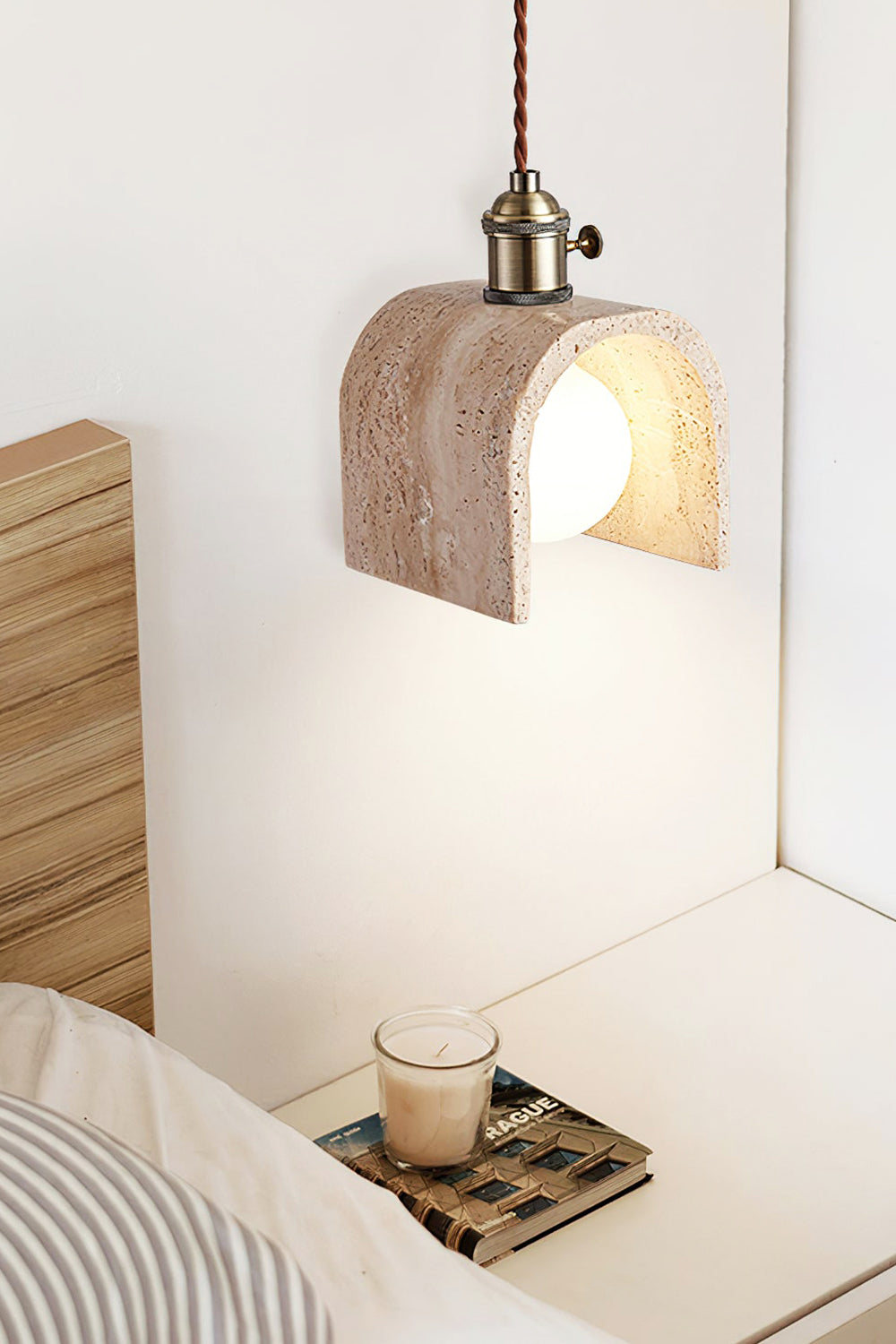 Travertine Aurora Pendant Light - view 2 | everlamps