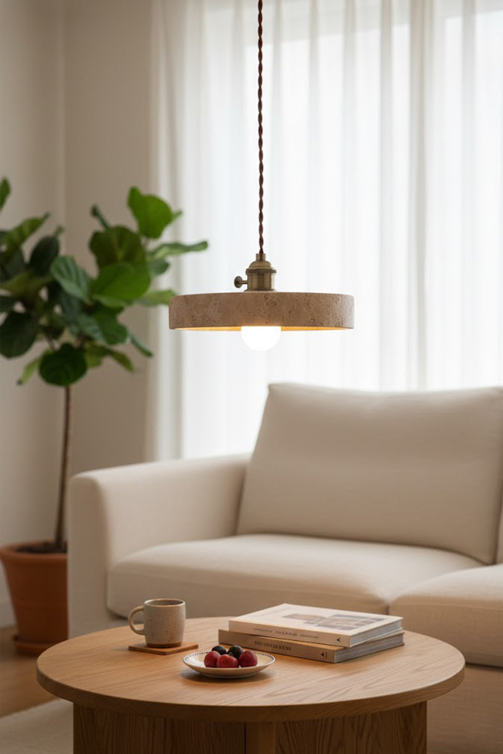 Travertine Aurora Pendant Light - view 6 | everlamps