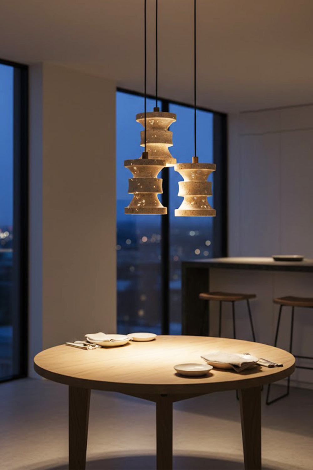 Travertine Carved Pendant Light - view 6 | everlamps