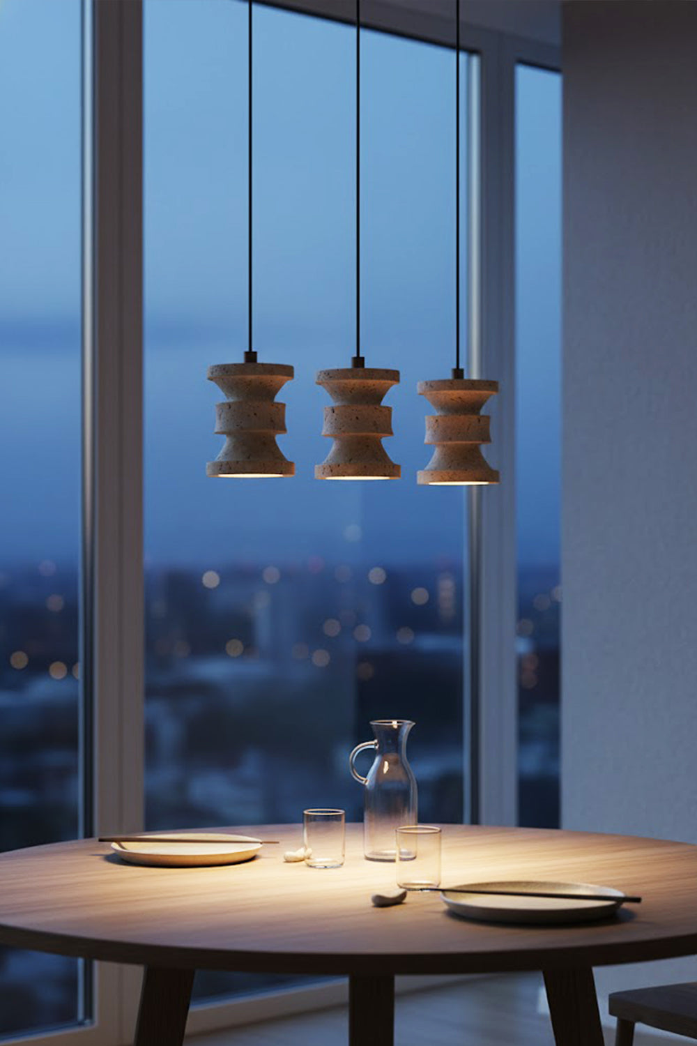Travertine Carved Pendant Light - view 4 | everlamps