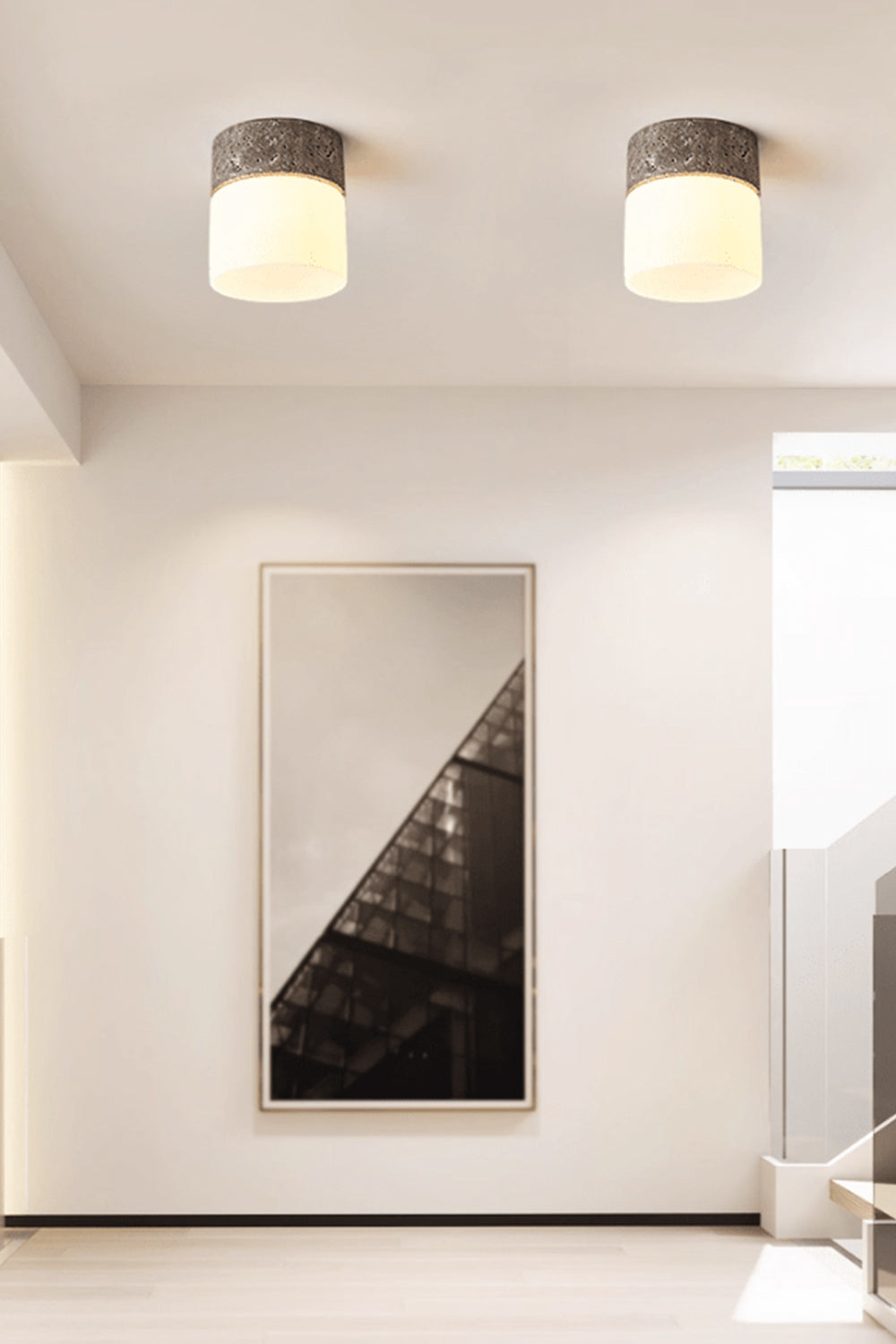Travertine Cylinder Ceiling Lamp - view 5 | everlamps