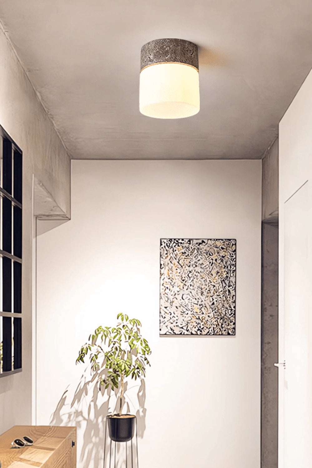 Travertine Cylinder Ceiling Lamp - view 2 | everlamps