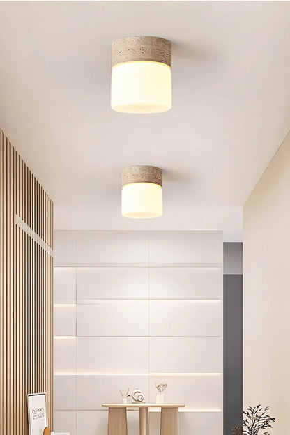 Travertine Cylinder Ceiling Lamp - view 7 | everlamps