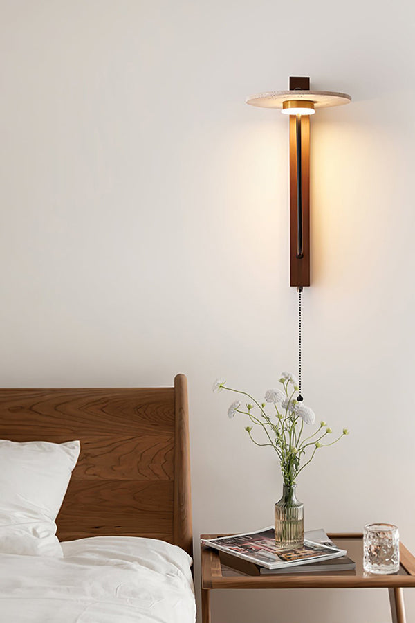 Travertine Disc Arm Wall Lamp - view 3 | everlamps