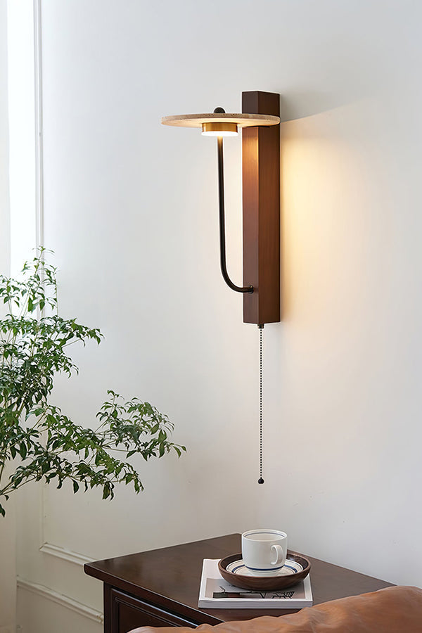 Travertine Disc Arm Wall Lamp - view 2 | everlamps