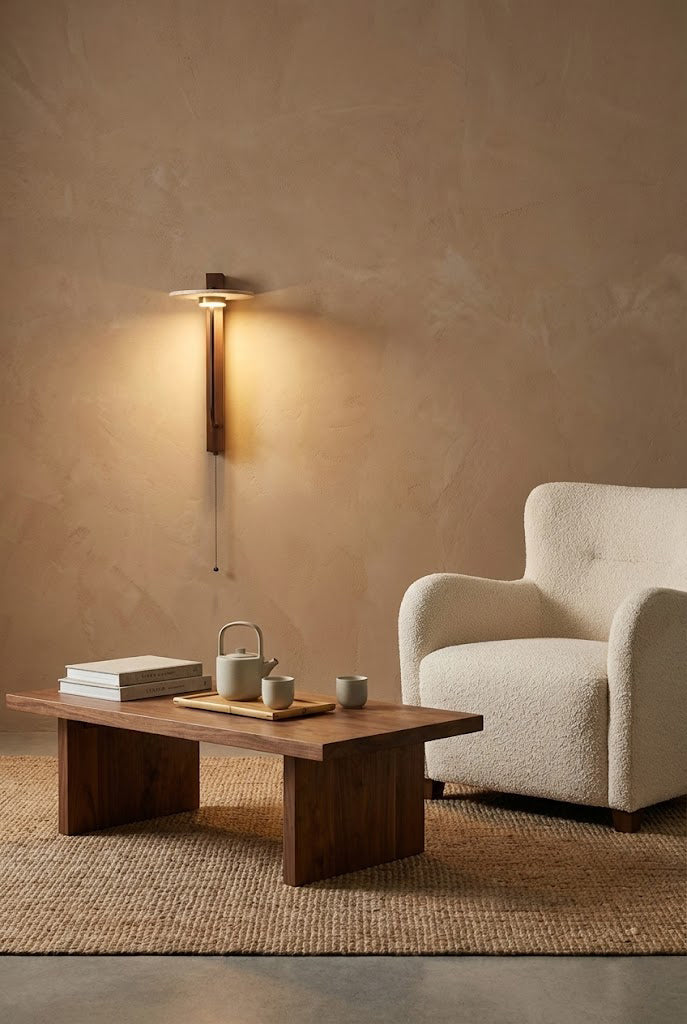 Travertine Disc Arm Wall Lamp - view 4 | everlamps