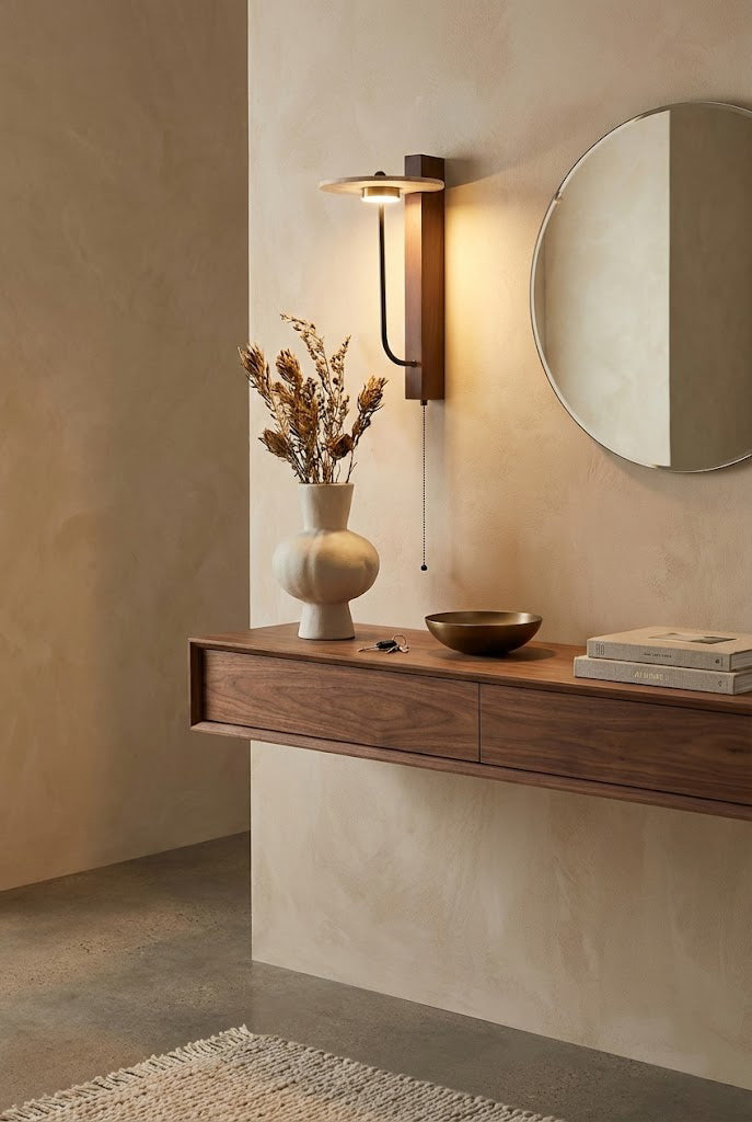 Travertine Disc Arm Wall Lamp - view 9 | everlamps