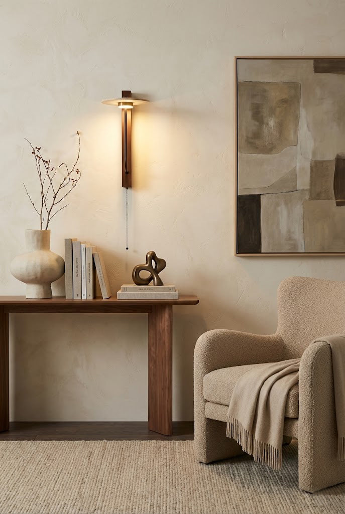 Travertine Disc Arm Wall Lamp - view 5 | everlamps