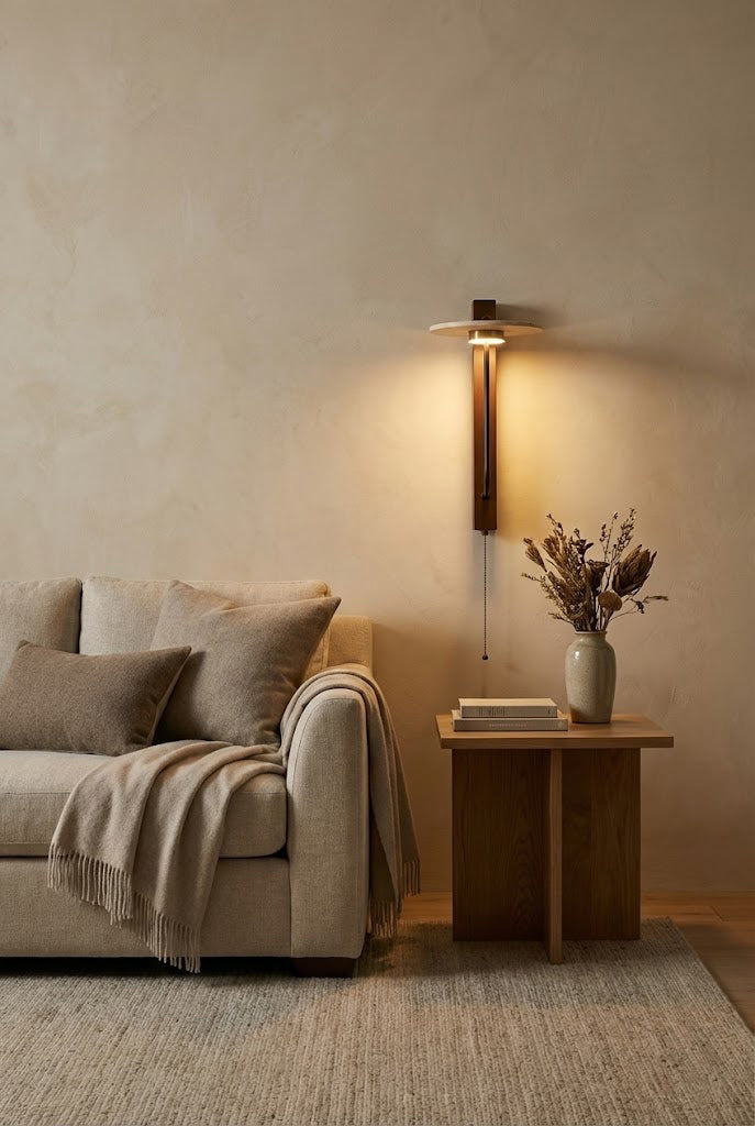 Travertine Disc Arm Wall Lamp - view 6 | everlamps