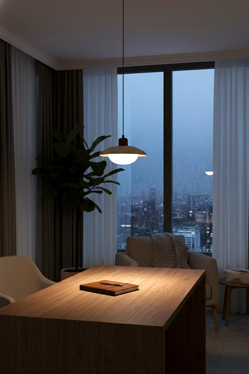 Travertine Disc Pendant Light - view 11 | everlamps