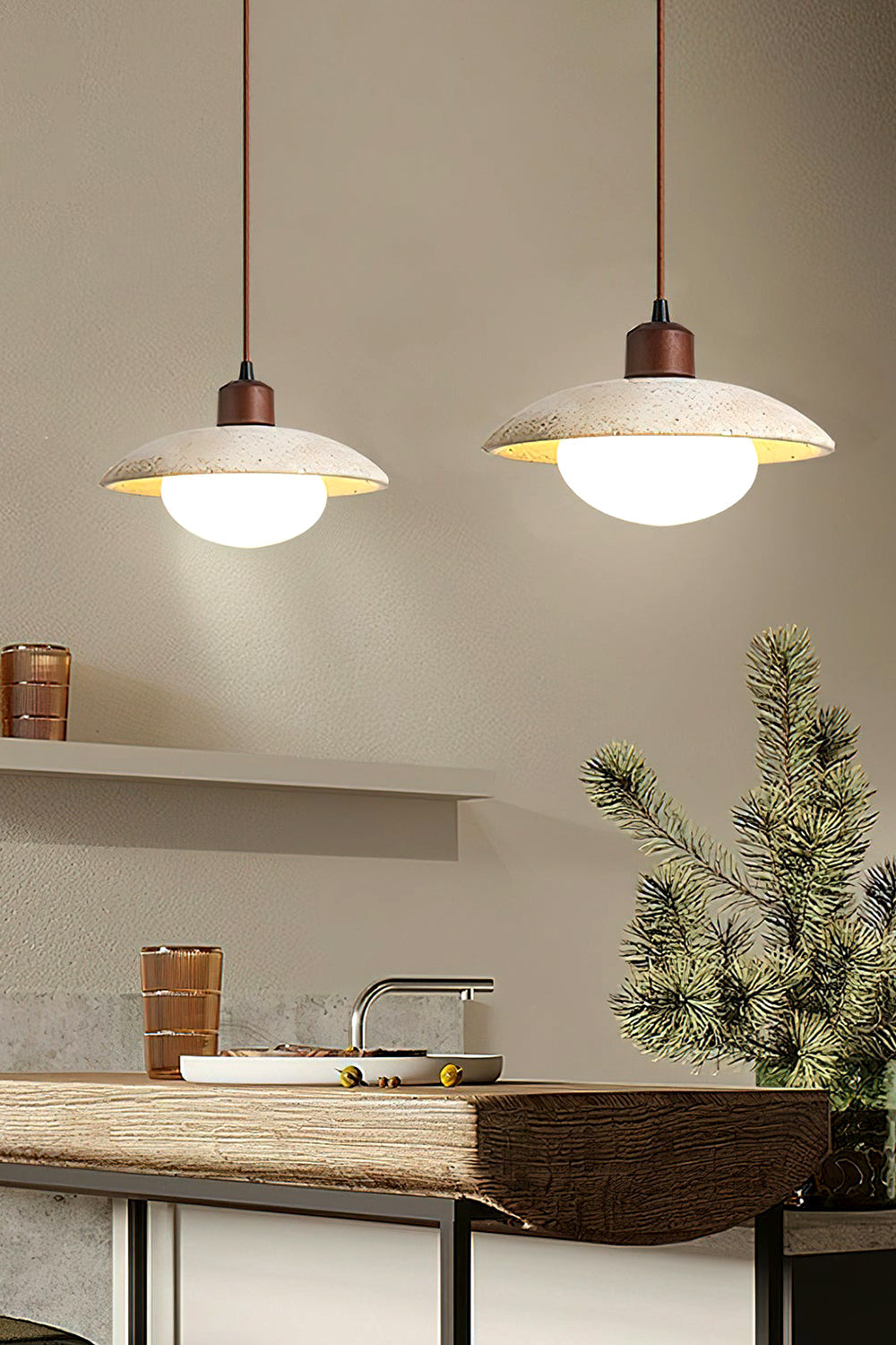 Travertine Disc Pendant Light - view 6 | everlamps