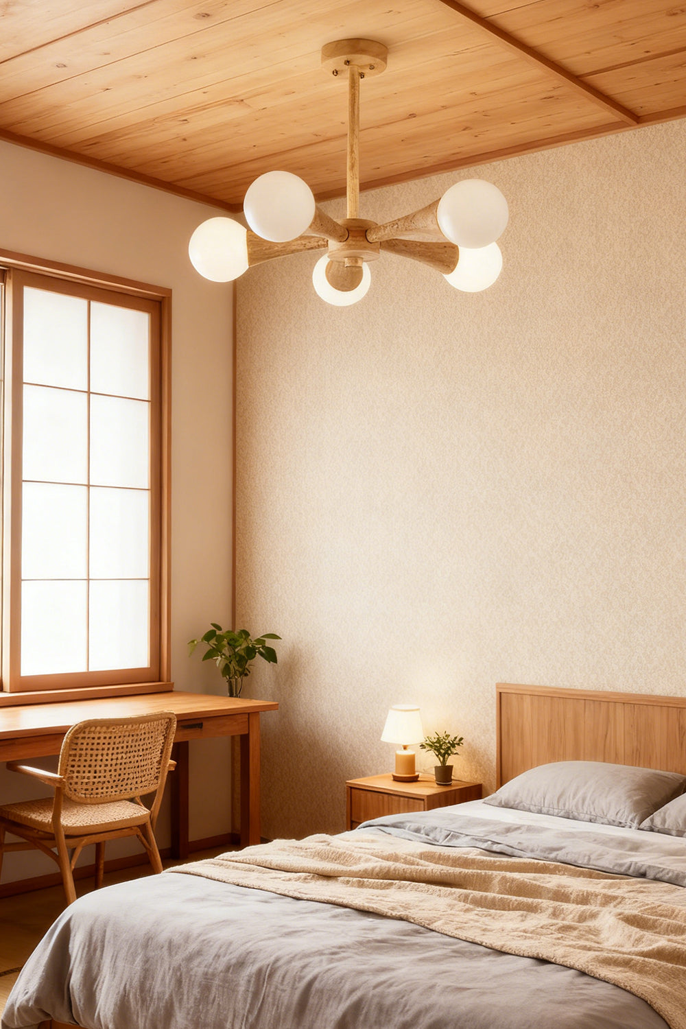Travertine Tree-Arm Chandelier - view 2 | everlamps