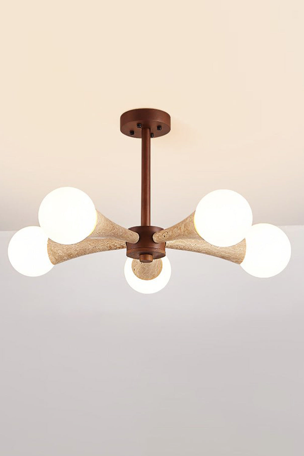 Travertine Tree-Arm Chandelier - view 9 | everlamps