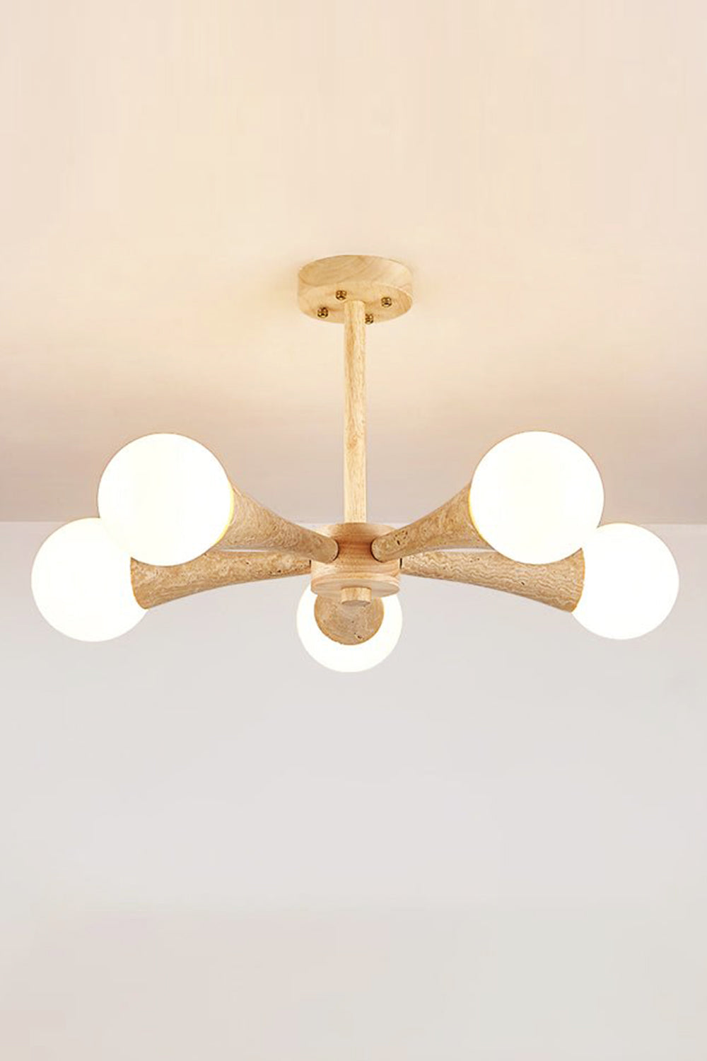 Travertine Tree-Arm Chandelier - view 8 | everlamps
