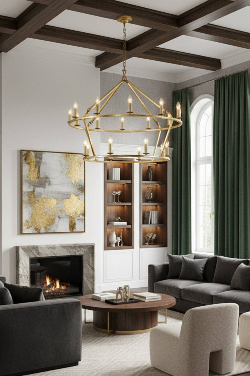 Two-Tiered Ring Chandelier - view 2 | everlamps
