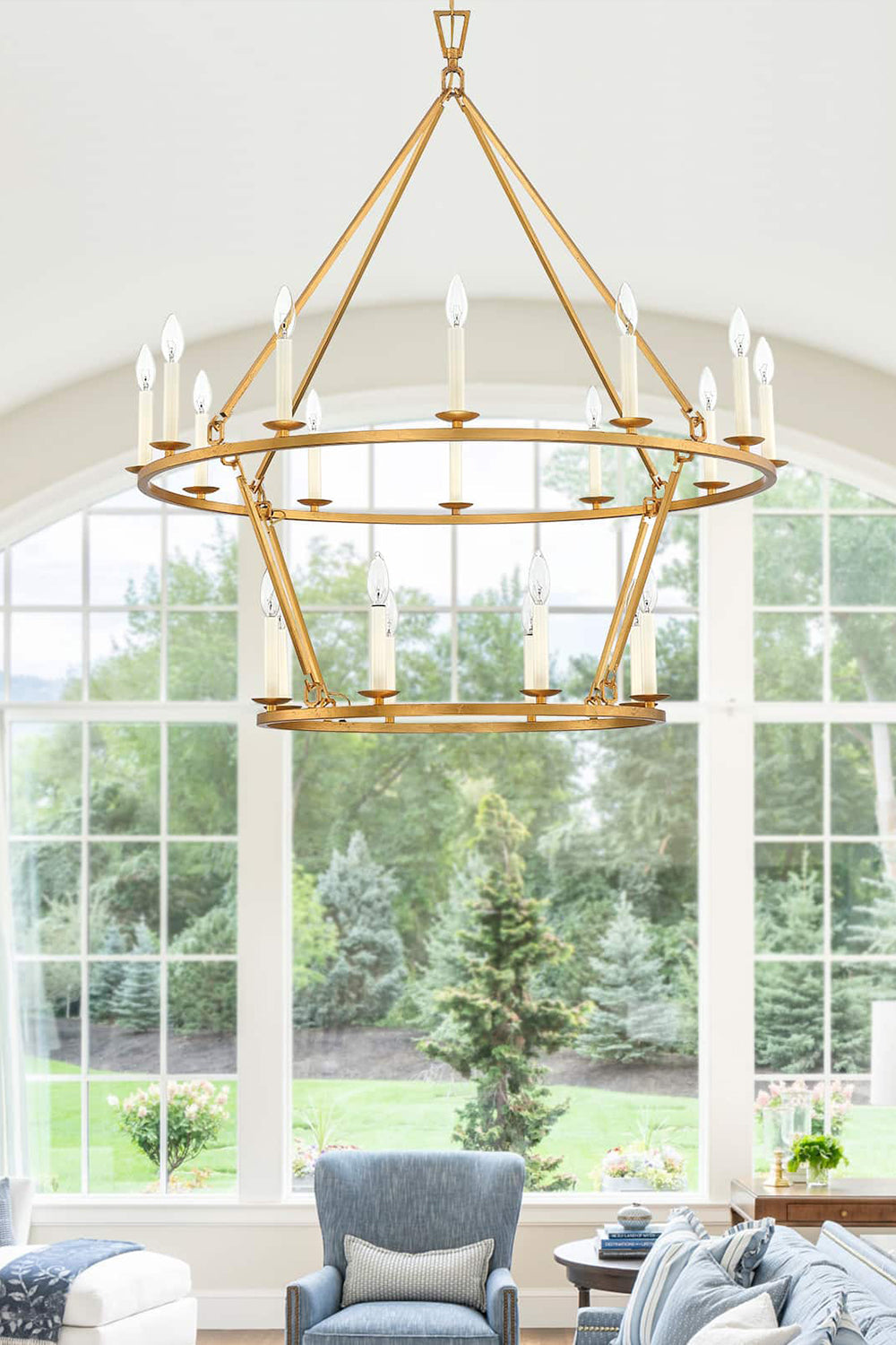 Two-Tiered Ring Chandelier - view 9 | everlamps