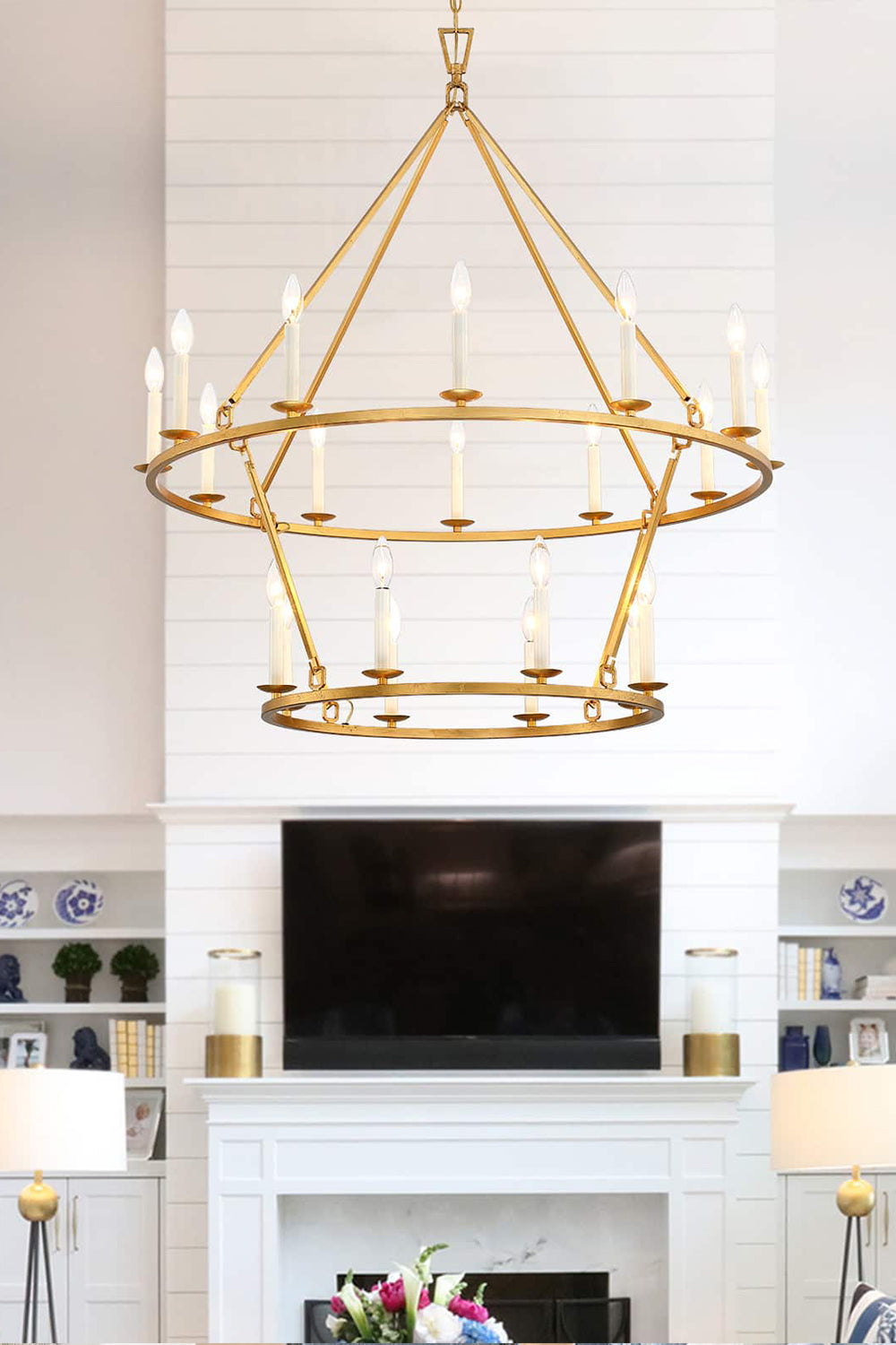Two-Tiered Ring Chandelier - view 5 | everlamps