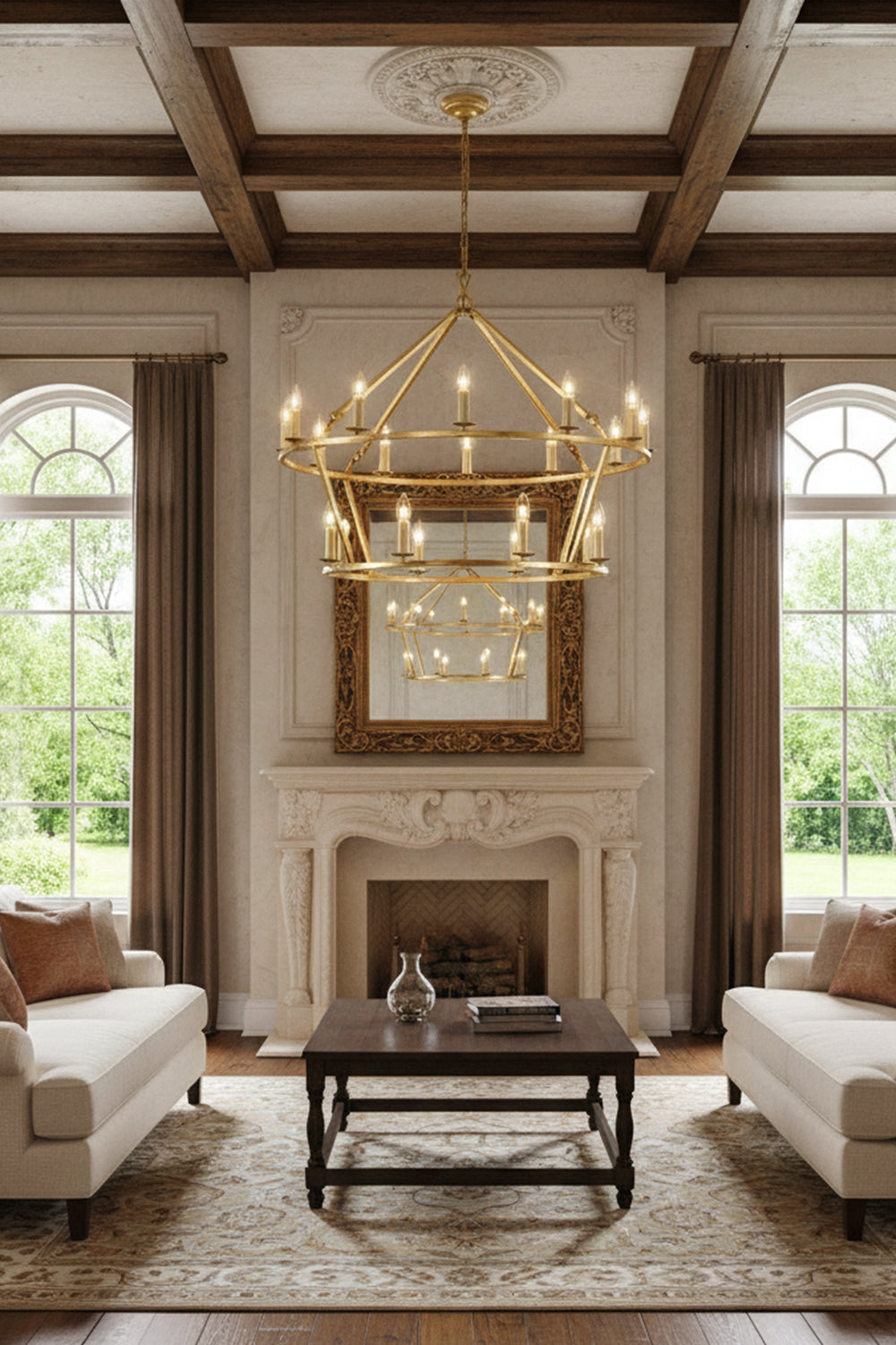 Two-Tiered Ring Chandelier - view 8 | everlamps