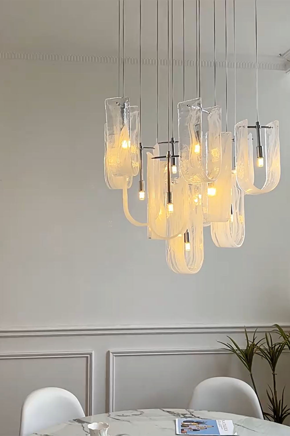U-shaped Fog Glass Chandelier - view 7 | everlamps