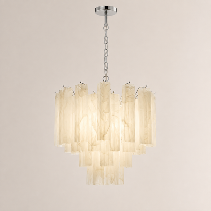 Venetian Handblown Tube Glass Chandelier 25.6" White 36 Tubes