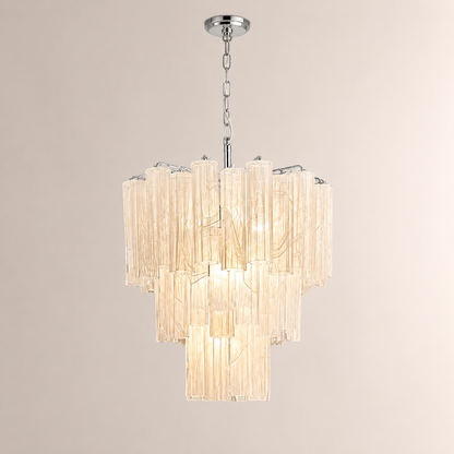 Venetian Handblown Tube Glass Chandelier 25.6" White 48 Tubes