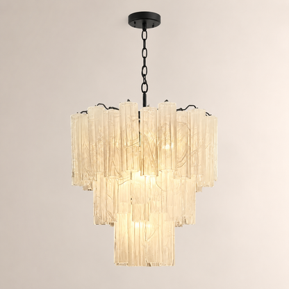 Venetian Handblown Tube Glass Chandelier 25.6" White 48 Tubes