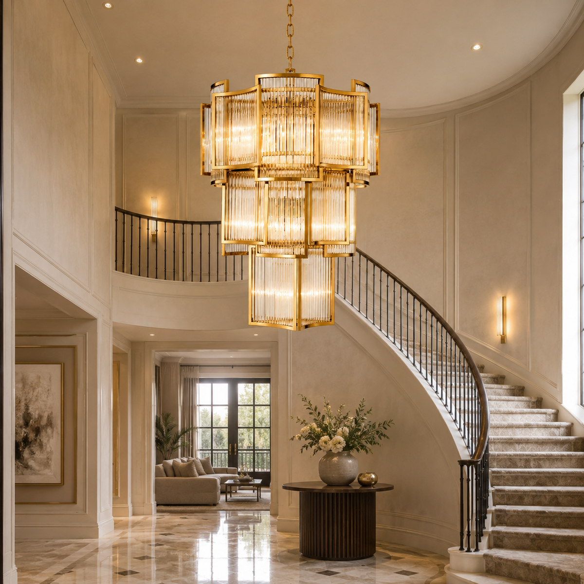 Vero Art Deco Glass Chandelier 23"W