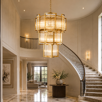 Vero Art Deco Glass Chandelier 23"W