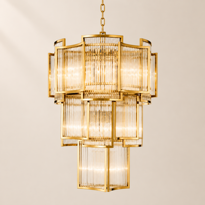 Vero Art Deco Glass Chandelier 23"W