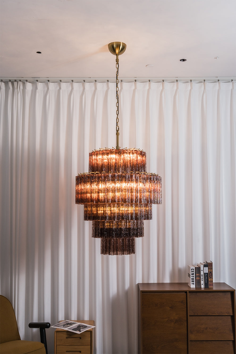 Vespera Glass Tiered Chandelier| detail | Samu  Lamp