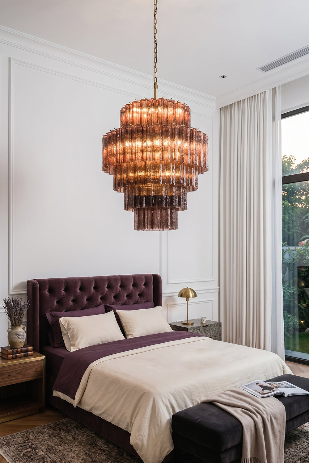 Vespera Glass Tiered Chandelier for Bedroom | Samu  Lamp
