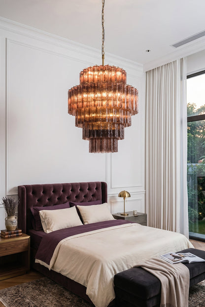 Vespera Glass Tiered Chandelier for Bedroom | Samu  Lamp
