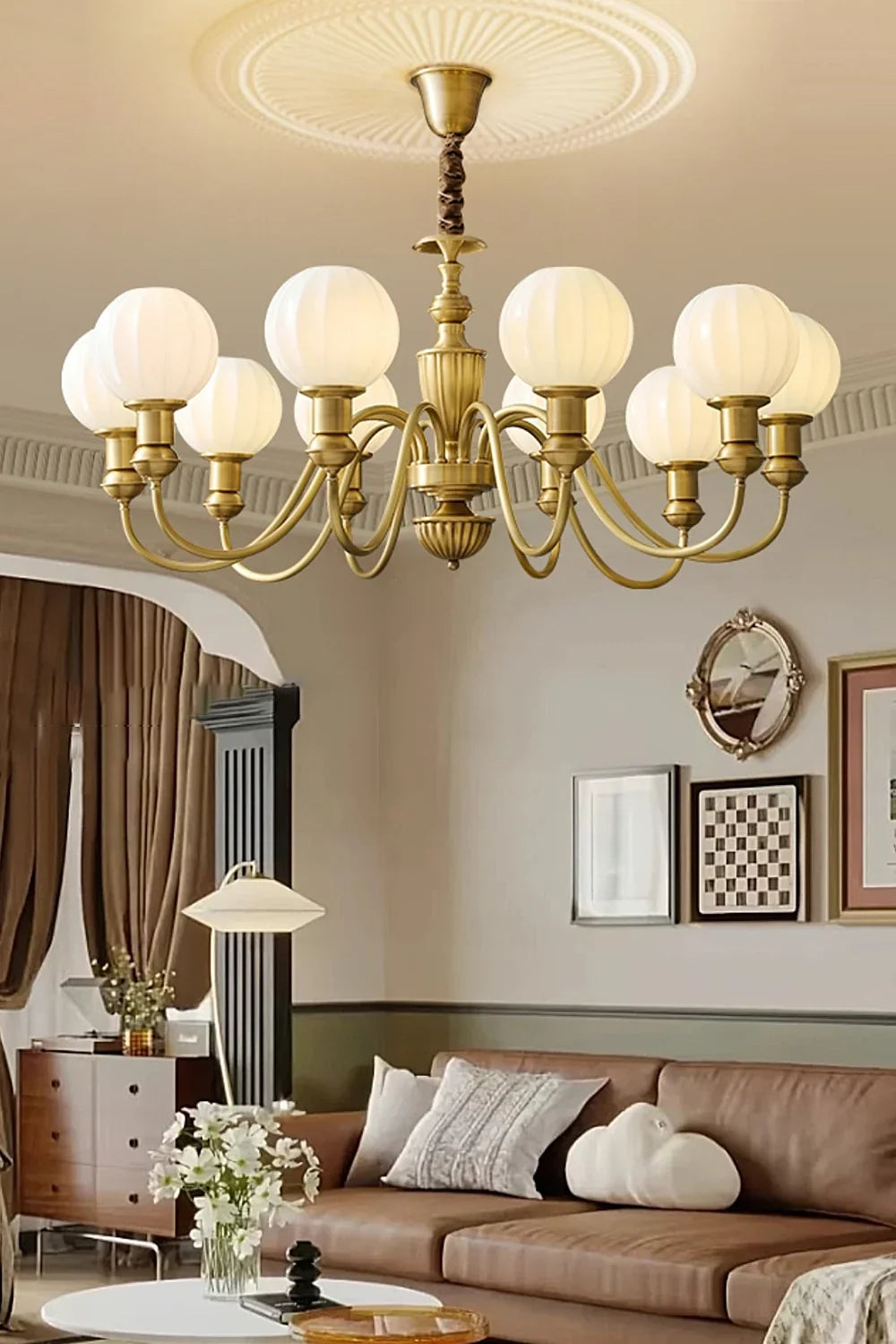 Vintage Brass Chandelier - view 5 | everlamps